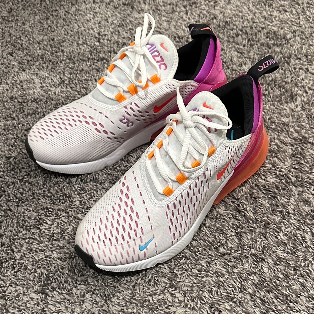 Nike Air Max 270 White with Pink and Orange Accents